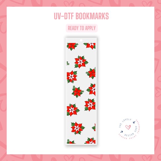 Cute Poinsettias - UV DTF Bookmark Decal - Oct 21