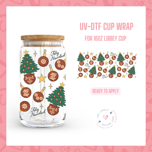 Feliz Navidad - UV DTF 16 oz Libbey Cup Wrap - Sep 23