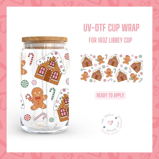 Christmas Gingerbread - UV DTF 16 oz Libbey Cup Wrap - Sep 16