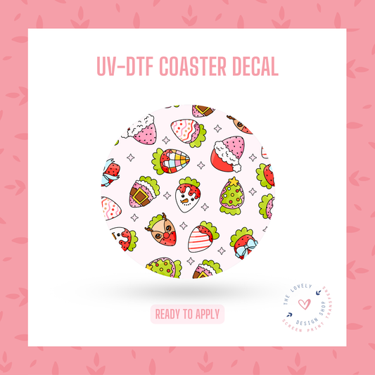 Christmas Strawberries - UV DTF Coaster Decal - Nov 18