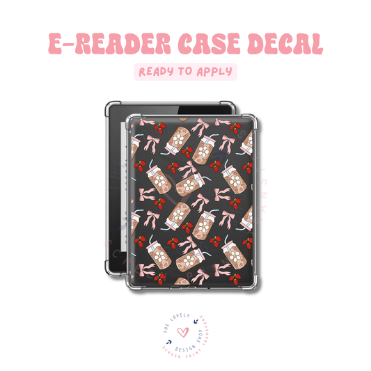 Coffee Bow And Strawberries - UV DTF E-Reader Decal - Feb 19