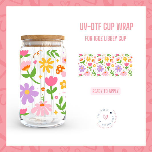 Shades of Pastel in Spring - UV DTF 16 oz Libbey Cup Wrap (Ready to Ship) Apr 1