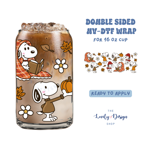 Fall Cute Dog - UV DTF 16 oz Libbey Cup Wrap - July 24