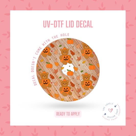 Pumpkin Teddy - UV DTF Lid Decal - Sep 23