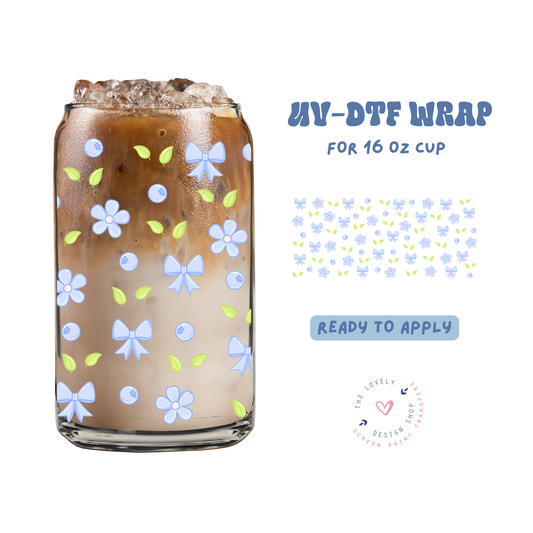 Coquette Blueberries - UV DTF 16 oz Libbey Cup Wrap - Apr 23