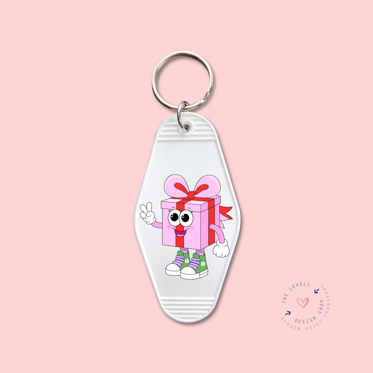 Groovy Christmas Present Character-  Keychain UV DTF Decal - Oct 8