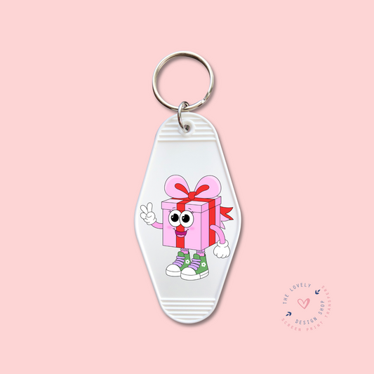 Groovy Christmas Present Character-  Keychain UV DTF Decal - Oct 8