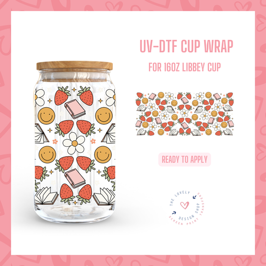 Summer Bookish - UV DTF 16 oz Libbey Cup Wrap (Ready to Ship) May 28