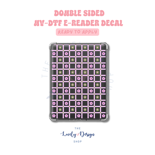 Plaid Daisies - UV DTF E-Reader Decal - Aug 27