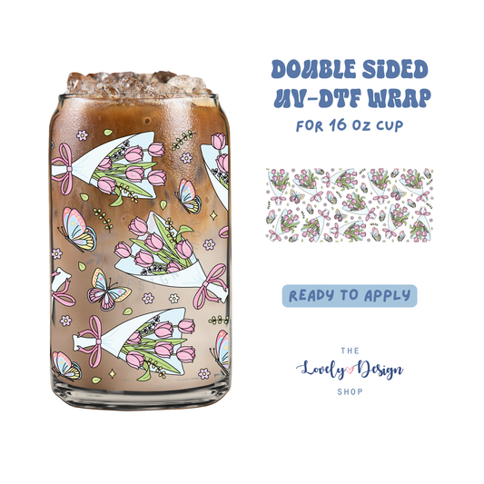 Tulip Bouquet - UV DTF 16 oz Libbey Cup Wrap - Aug 8