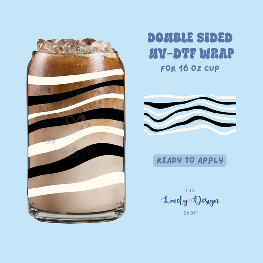 Zebra Stripes - UV DTF 16 oz Libbey Cup Wrap - Aug 8