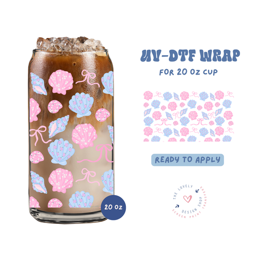 Coquette Shells - UV DTF 20 oz Libbey Cup Wrap - Apr 23