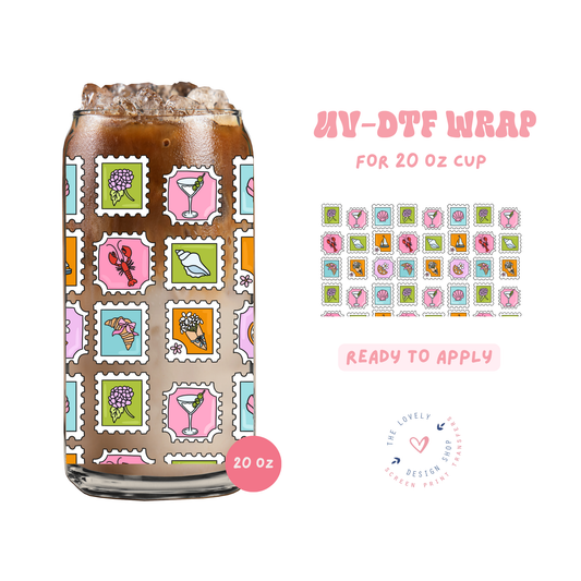 Summer Stamps - UV DTF 20 oz Libbey Cup Wrap - Apr 23