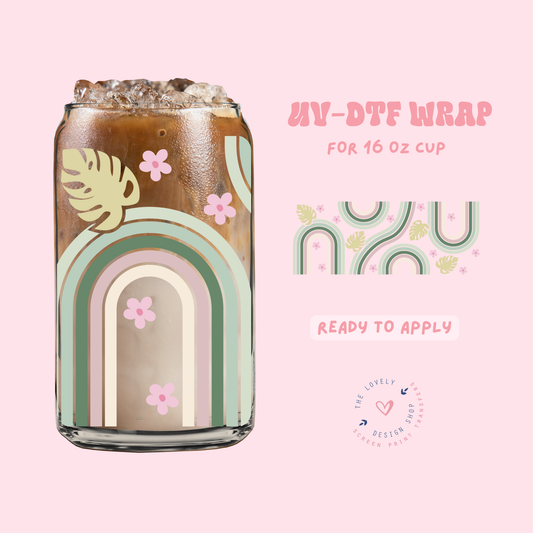 In Bloom Rainbow - UV DTF 16 oz Libbey Cup Wrap - Feb 4
