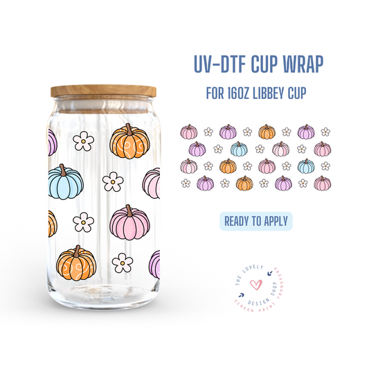 Pastel Pumpkins - UV DTF 16 oz Libbey Cup Wrap - Sep 3