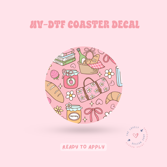 Blush Picnic Time - UV DTF Coaster Decal - Feb 24