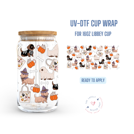 Halloween Puppies - UV DTF 16 oz Libbey Cup Wrap - Aug 12