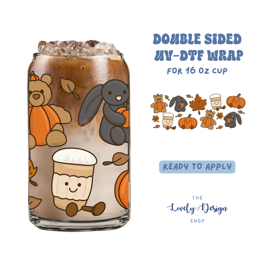 Fall Stuffies - UV DTF 16 oz Libbey Cup Wrap - July 24