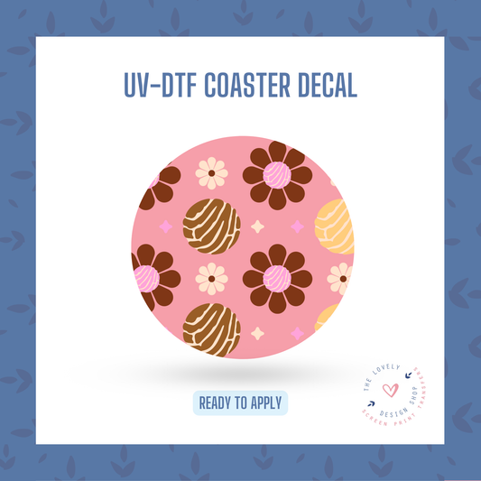 Concha Flowers - UV DTF Coaster Decal - Aug 19