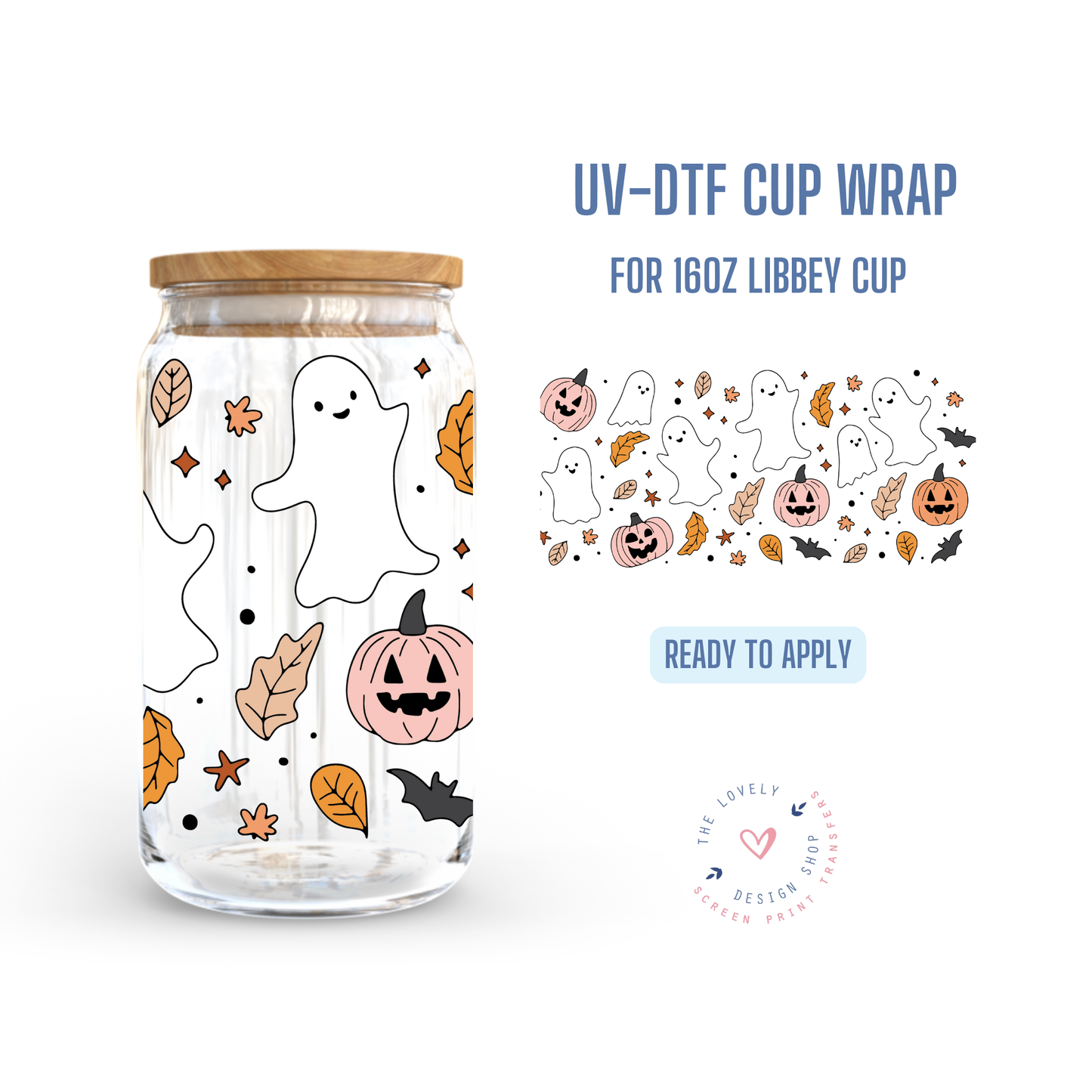 Spookalicious - UV DTF 16 oz Libbey Cup Wrap (Ready to Ship) Jul 15