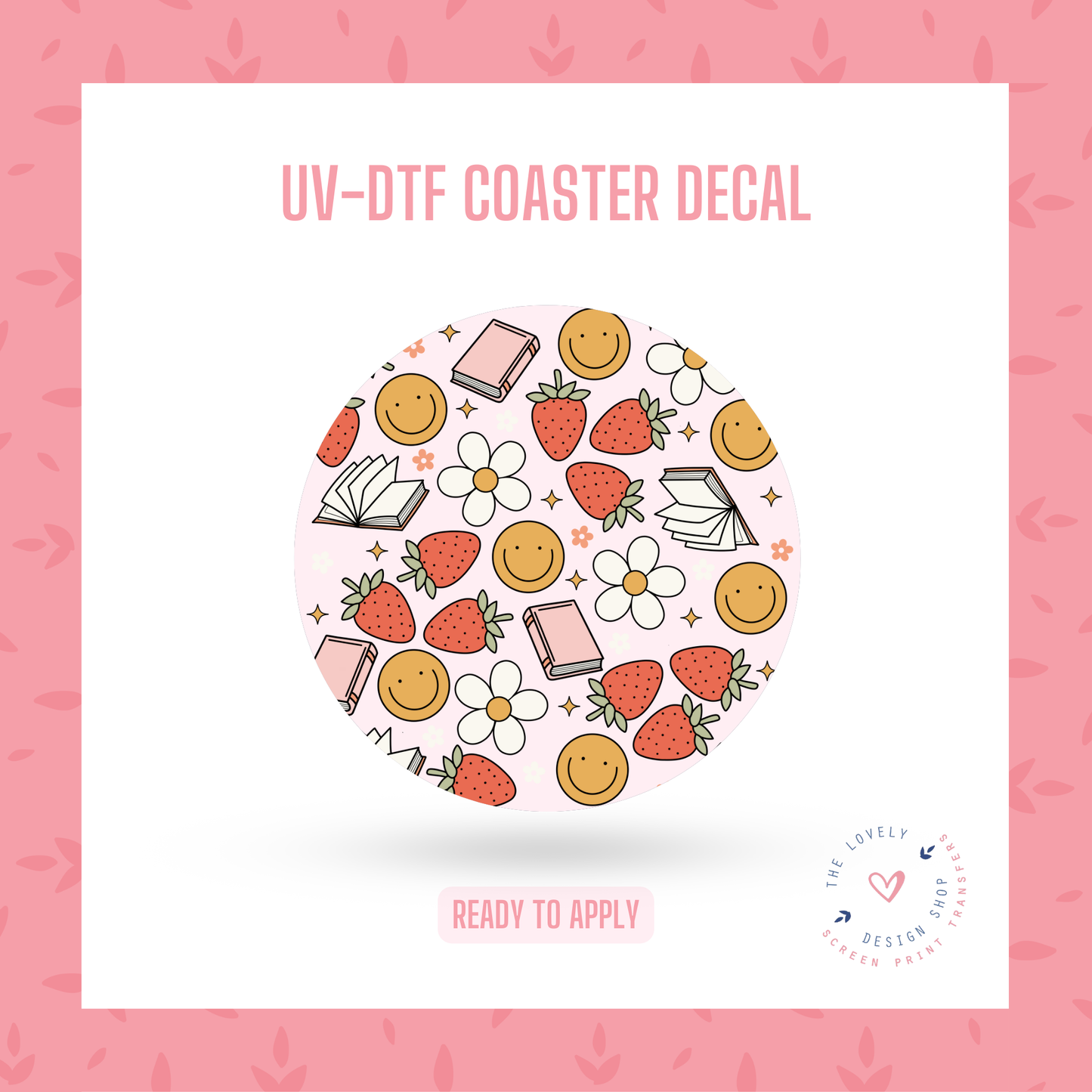 Summer Bookish - UV DTF Coaster Decal (Ready to Ship) May 28