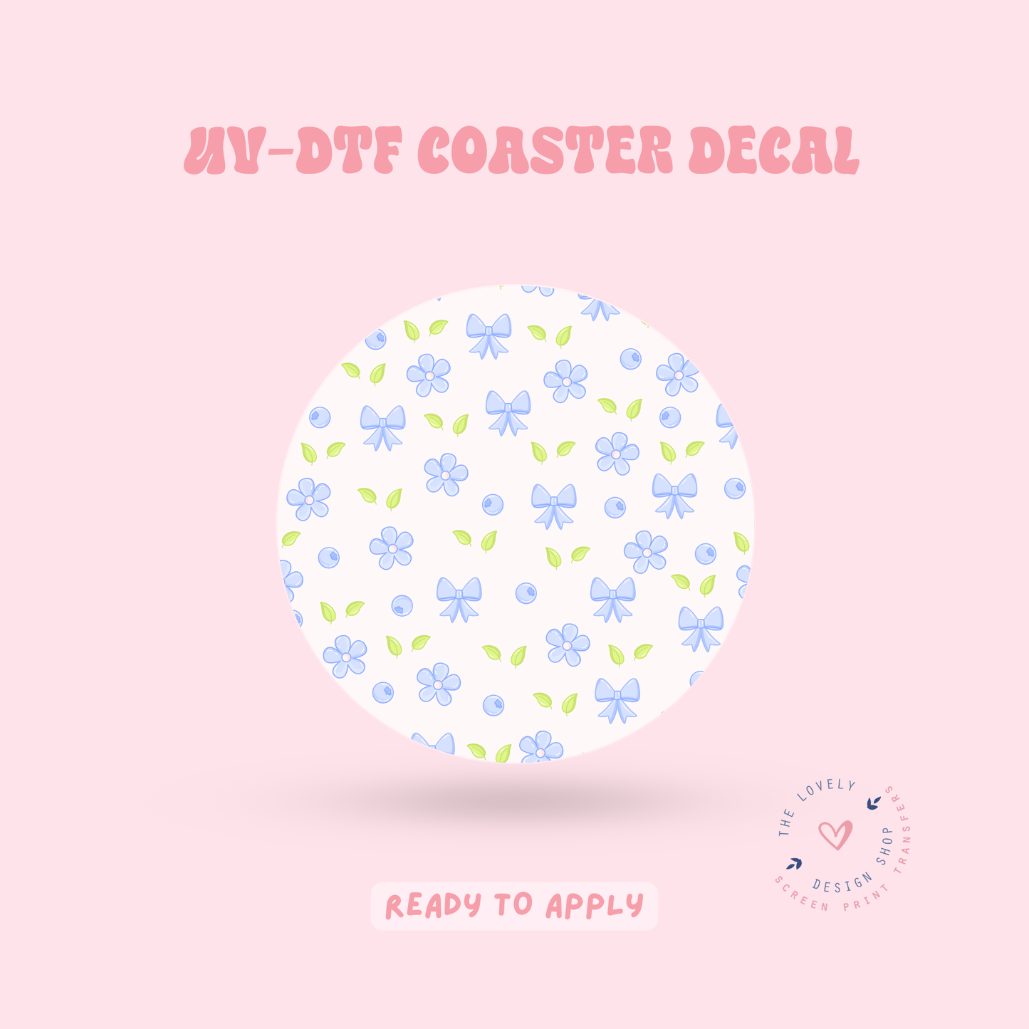 Coquette Blueberries - UV DTF Coaster Decal - Apr 23