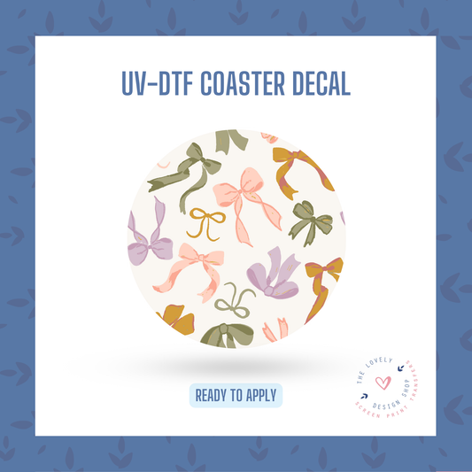 Pastel Bows - UV DTF Coaster Decal - Jan 14