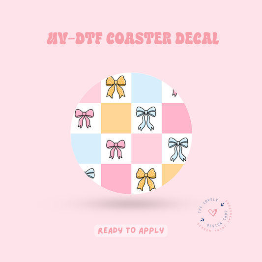 Checkered Bows - UV DTF Coaster Decal - May 2