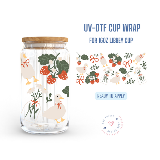Cottage Core Duck - UV DTF 16 oz Libbey Cup Wrap - Jan 20
