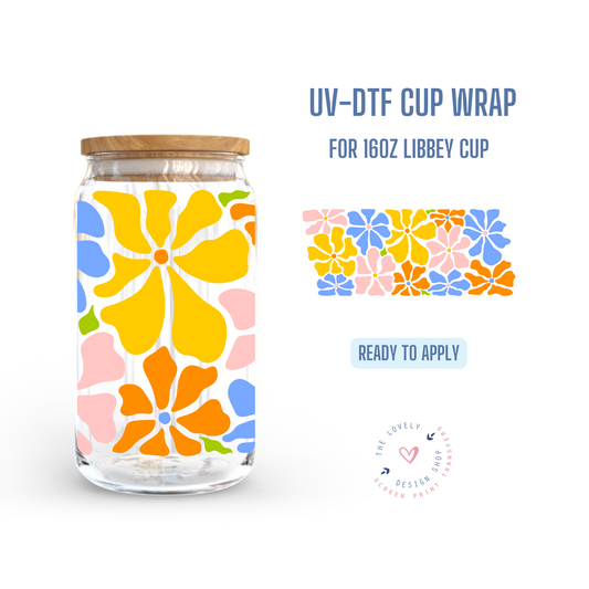 Abstract Flowers - UV DTF 16 oz Libbey Cup Wrap (Ready to Ship) Apr 8