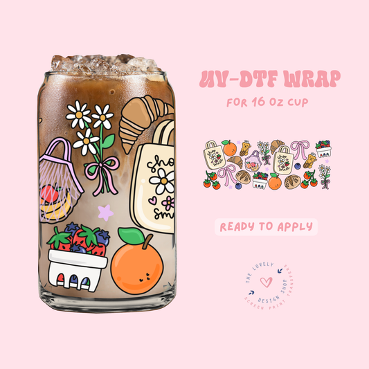 Farmers Market Goodies - UV DTF 16 oz Libbey Cup Wrap - Jan 27
