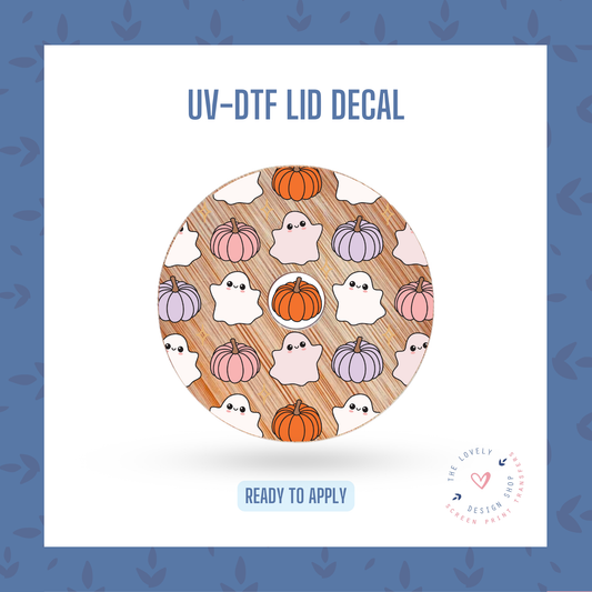 Cutie Ghosts & Pumpkins - UV DTF Lid Decal (Ready to Ship) Jun 24