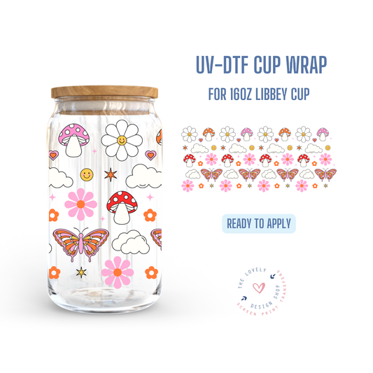 Groovy Cuties - UV DTF 16 oz Libbey Cup Wrap - Aug 19