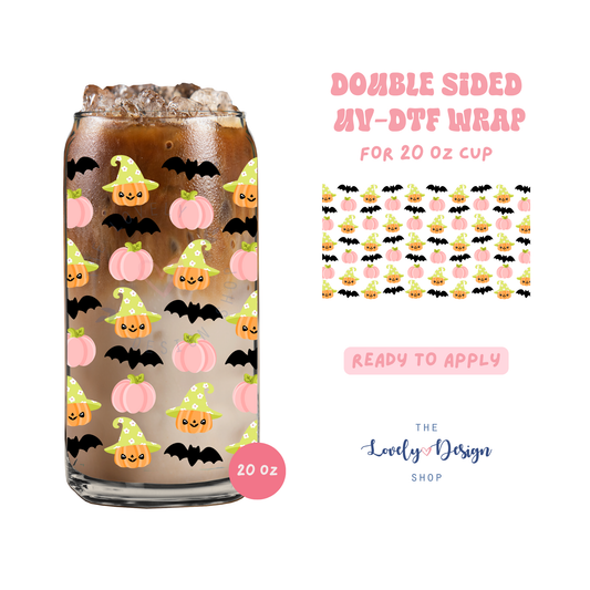Cute Fall Bats - UV DTF 20 oz Libbey Cup Wrap - Sep 15