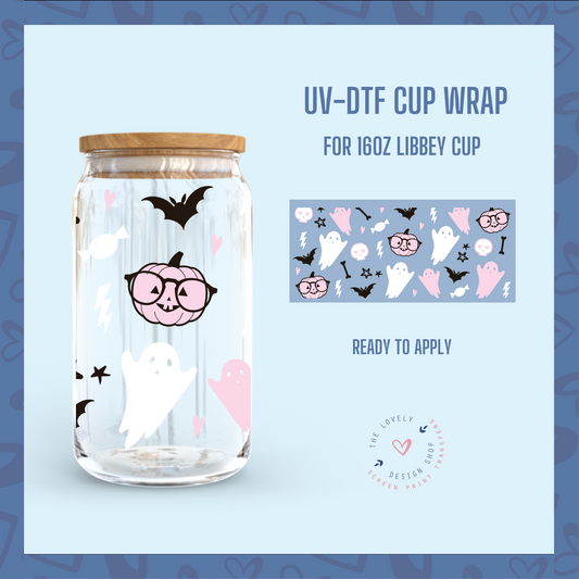 Nerdy Pumpkin - UV DTF 16 oz Libbey Cup Wrap (Ready to Ship)