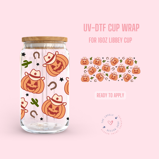 Cowboy Pumpkins - UV DTF 16 oz Libbey Cup Wrap (Ready to Ship)