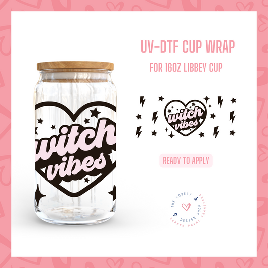 Witch Vibes - UV DTF 16 oz Libbey Cup Wrap (Ready to Ship)