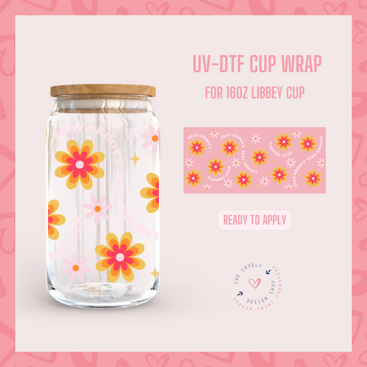 Stay Groovy - UV DTF 16 oz Libbey Cup Wrap (Ready to Ship)