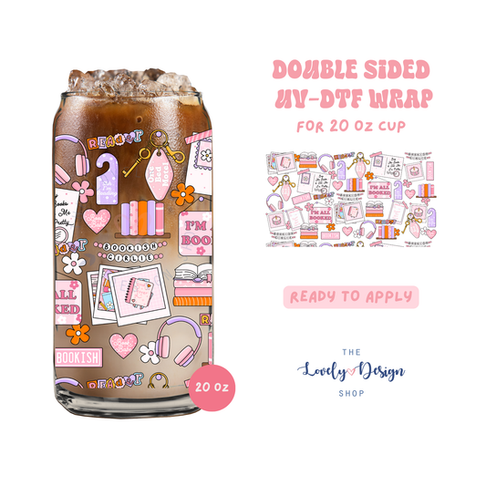 Bookish Mood Board - UV DTF 20 oz Libbey Cup Wrap - Sep 15