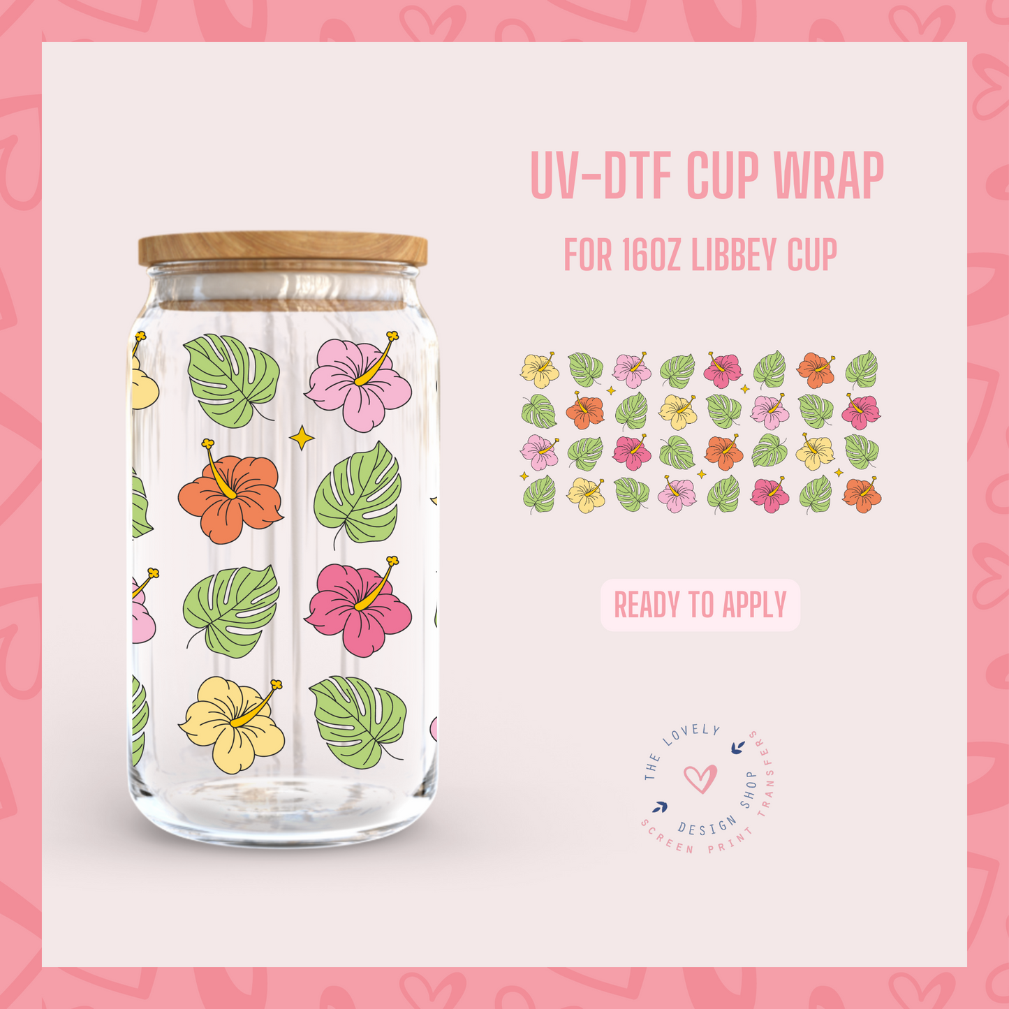 Aloha - UV DTF 16 oz Libbey Cup Wrap (Ready to Ship) May 13