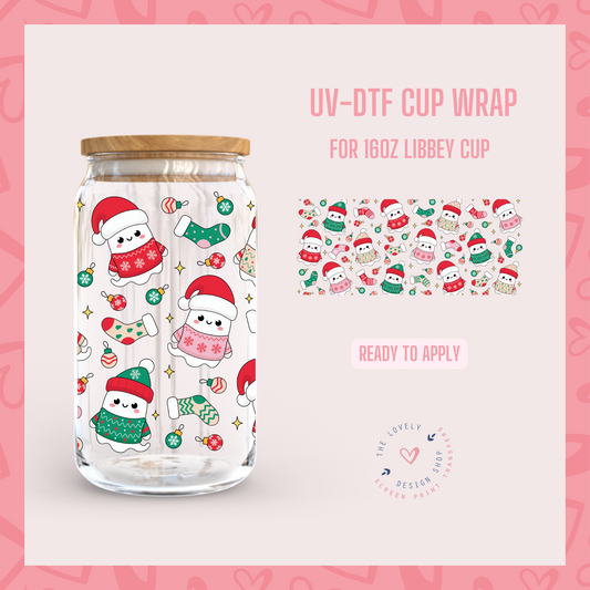 Xmas Ghosts - UV DTF 16 oz Libbey Cup Wrap - Oct 21