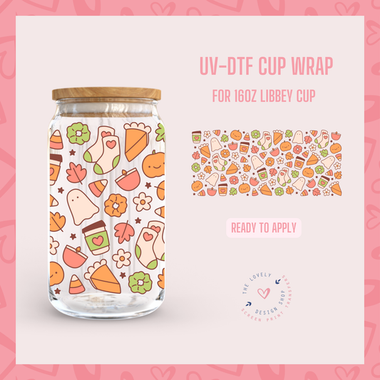 Cozy Halloween - UV DTF 16 oz Libbey Cup Wrap - Aug 19