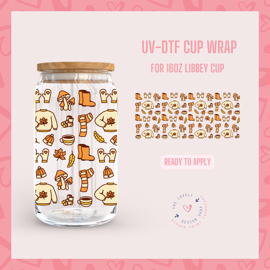 Fall Clothes - UV DTF 16 oz Libbey Cup Wrap (Ready to Ship) Jun 24