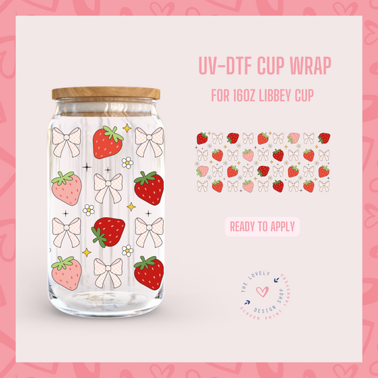 Berries and Bows - UV DTF 16 oz Libbey Cup Wrap (Ready to Ship) Apr 29