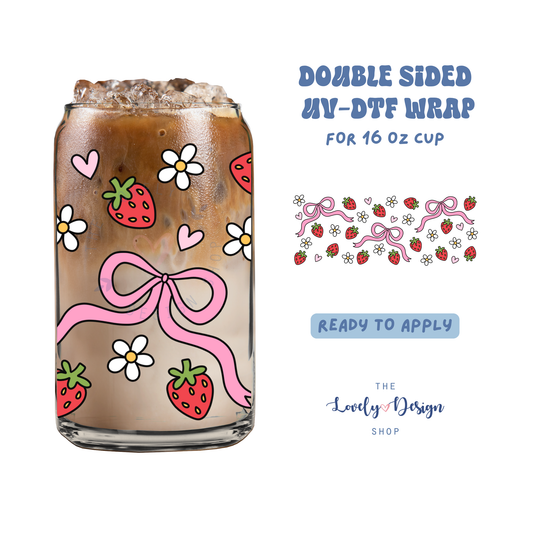 Coquette Berries - UV DTF 16 oz Libbey Cup Wrap - Aug 8