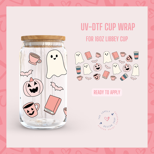 Book Ghosts - UV DTF 16 oz Libbey Cup Wrap - Aug 12