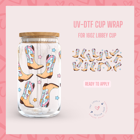 Coastal Cowgirl - UV DTF 16 oz Libbey Cup Wrap (Ready to Ship) May 28