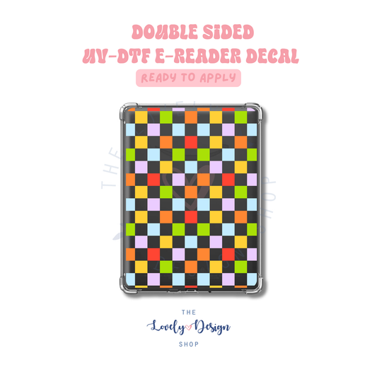 Rainbow Checkered - UV DTF E-Reader Decal - Aug 8