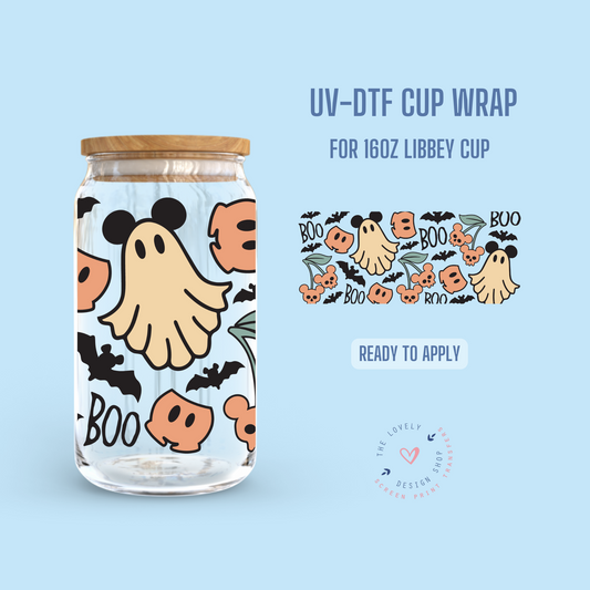 Spooky Mouseboo - UV DTF 16 oz Libbey Cup Wrap (Ready to Ship)