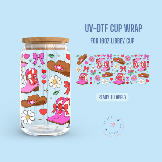 Cowgal Garden - UV DTF 16 oz Libbey Cup Wrap - Jan 20